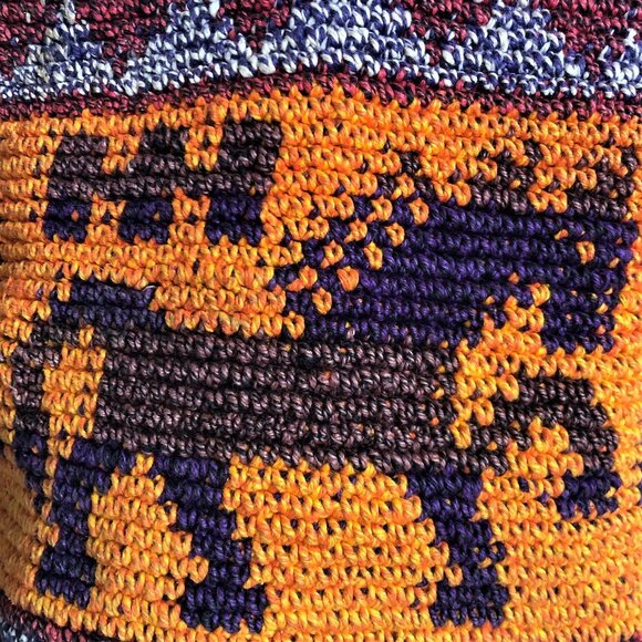 Colourful knit handmade artisan made crossbody bucket  bag purse - Picture 6 of 16